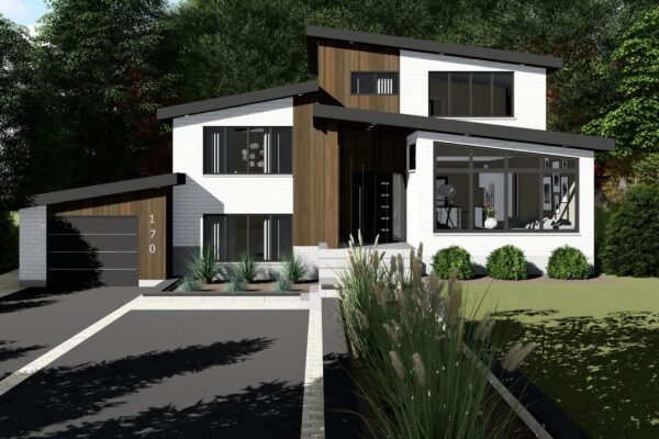 Maison moderne avec jardin et garage