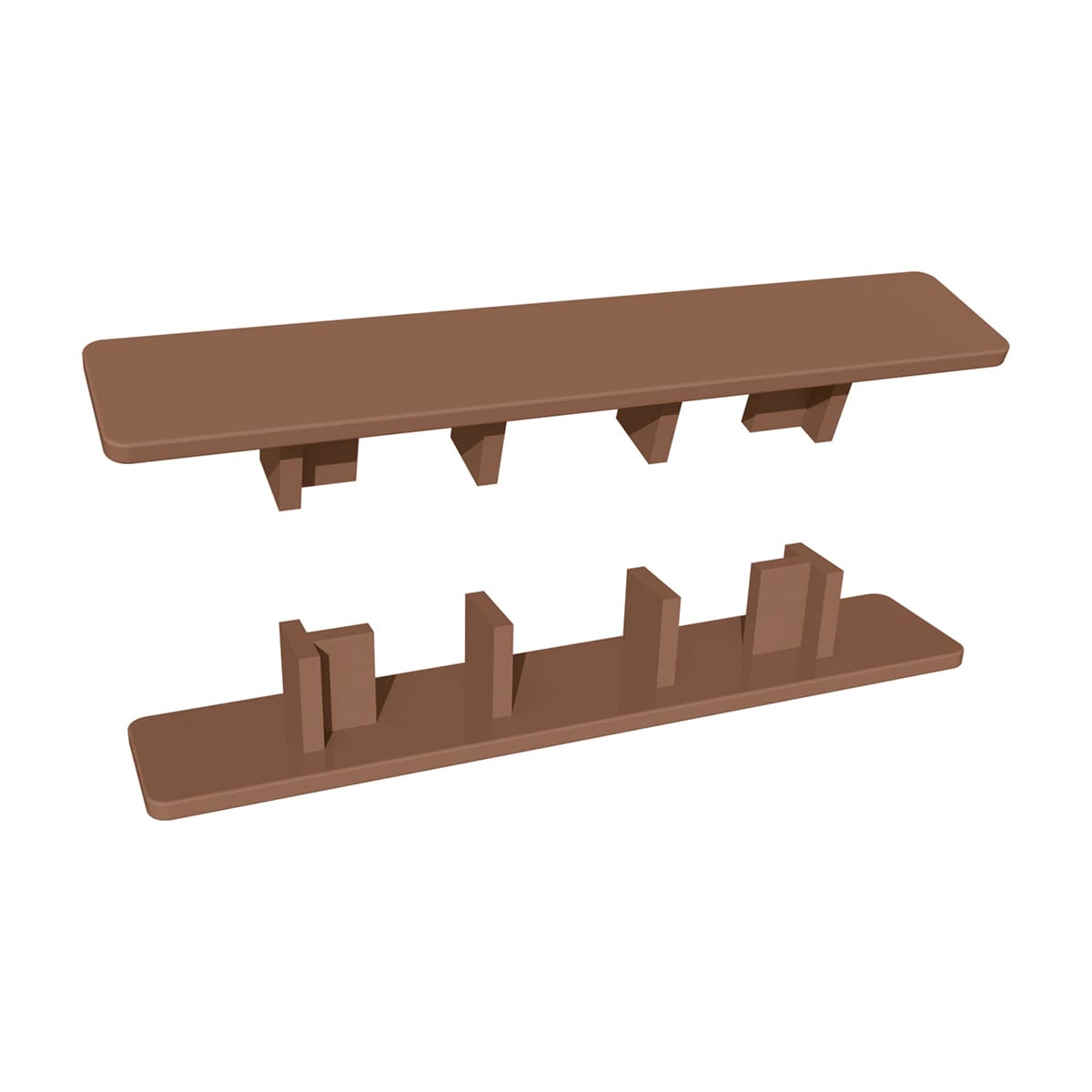 LEADV-25-LV-1498-Embout-en-plastique-teck-20-unites-181643 Couplage bois deux pièces, brun, alignées.