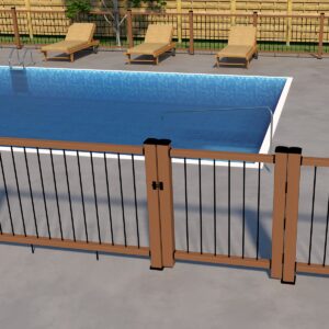 Clôture sécurisée autour d'une piscine extérieure.