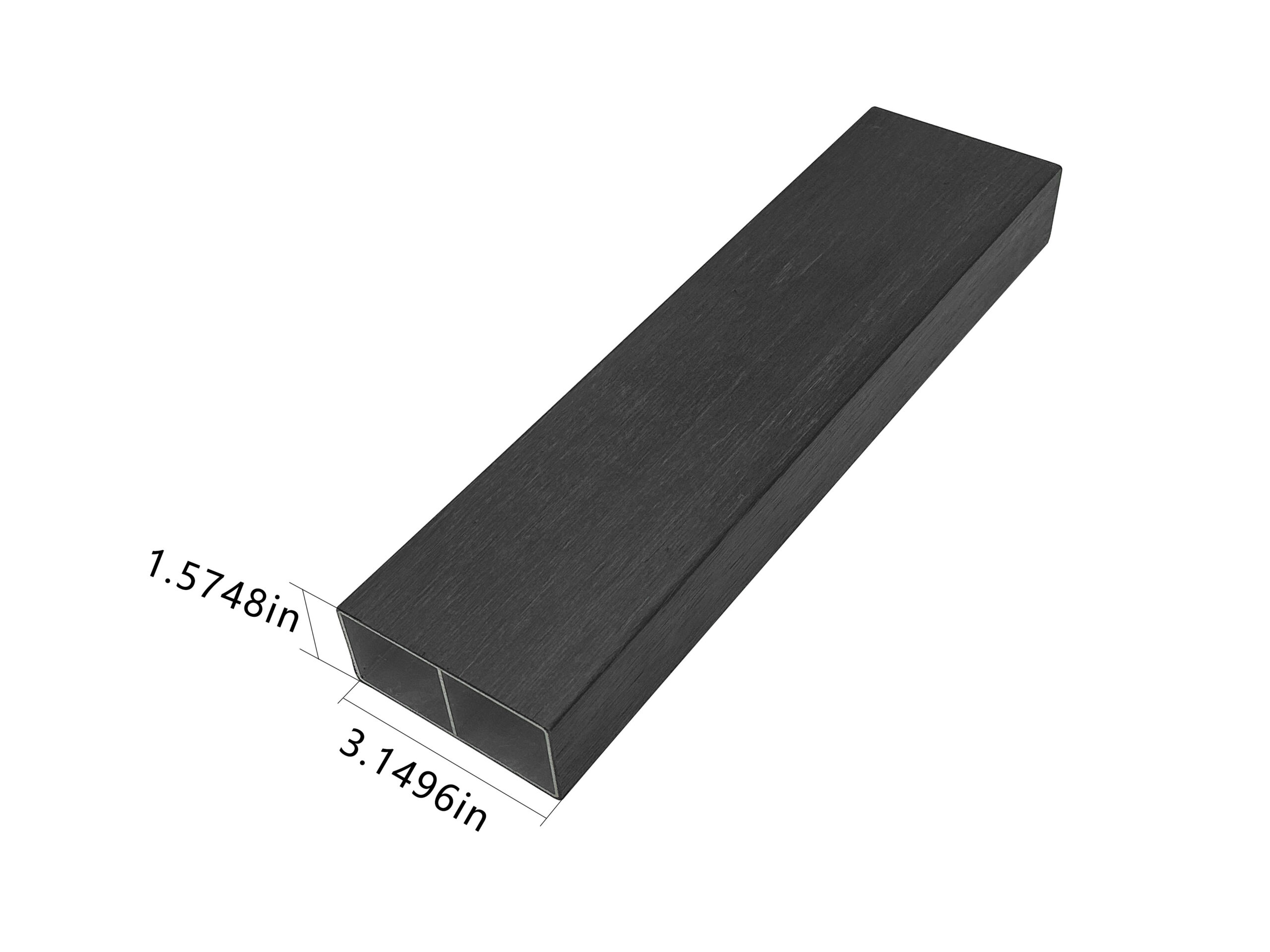 Tube rectangulaire en aluminium avec dimensions.