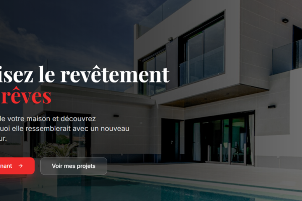 Maison moderne avec piscine et texte promotionnel